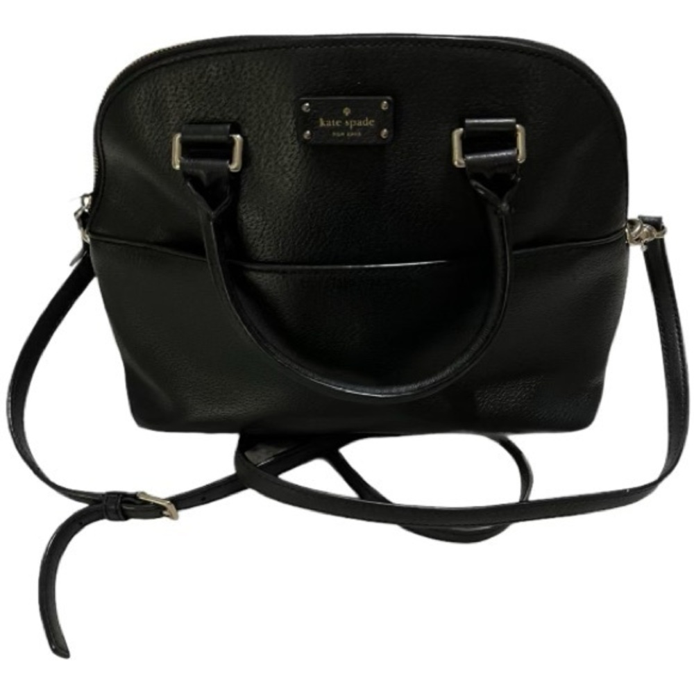 KATE SPADE BLACK CARLI GROVE STREET LEATHER SATCHEL PURSE CROSSBODY BAG